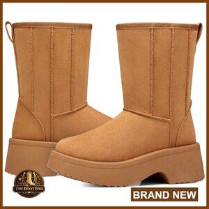 Suede Fur Lined Platform Snow Boots Waterproof Anti-Slip Winter Ankle Boots